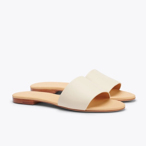 Nisolo Shoes - Nisolo Isla Leather Slide Sandal in Bone Size 8.5